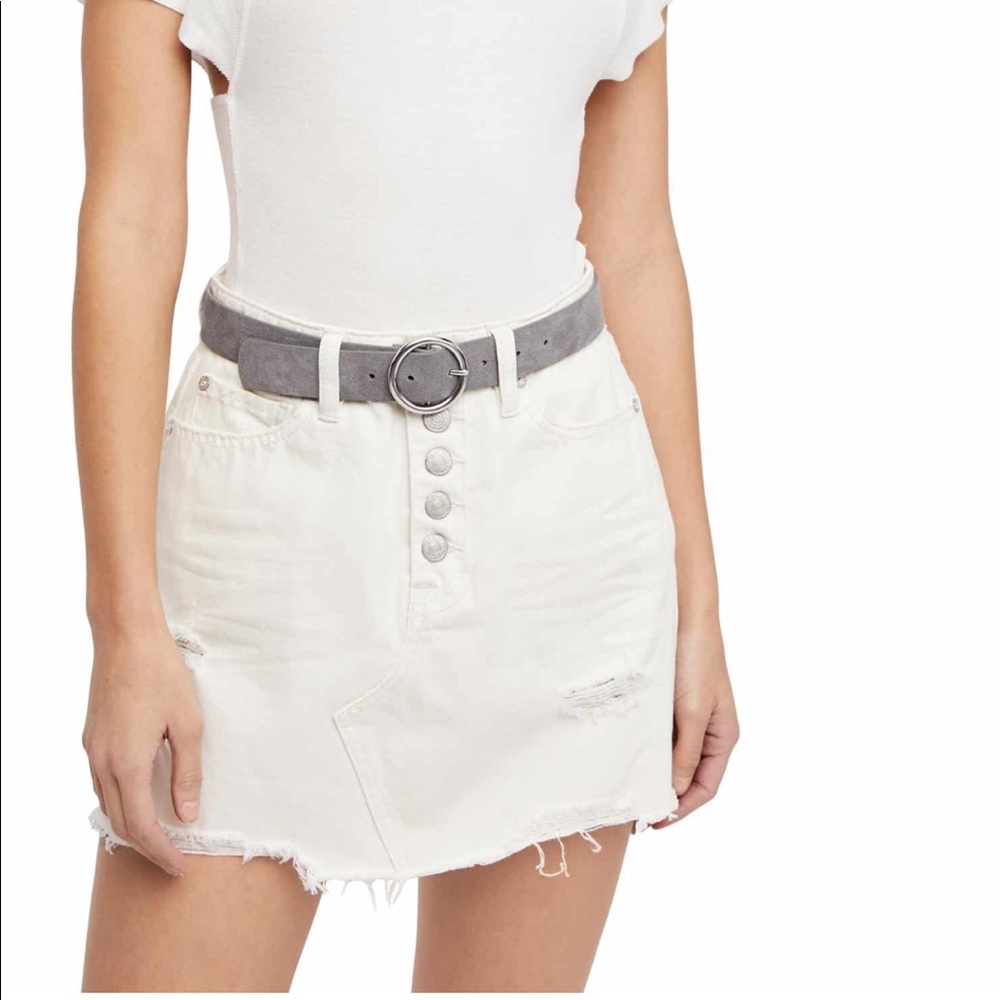 Free People Destroyed Denim Mini Skirt
